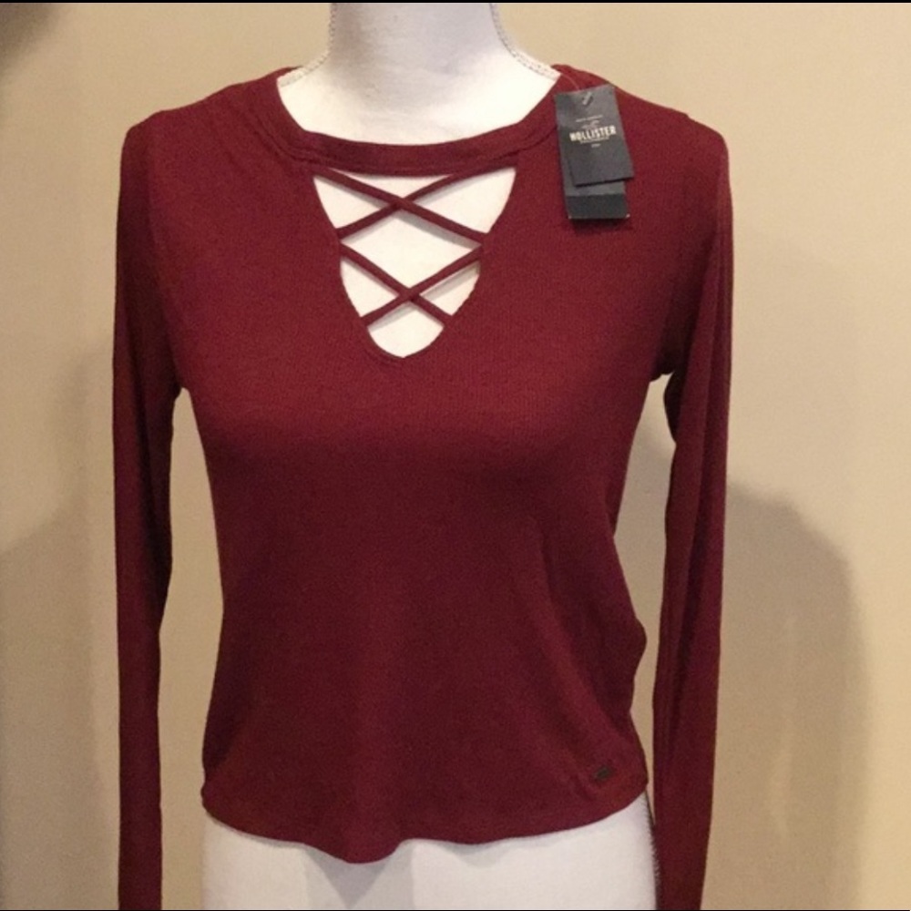 Hollister Burgundy long sleeve shirt